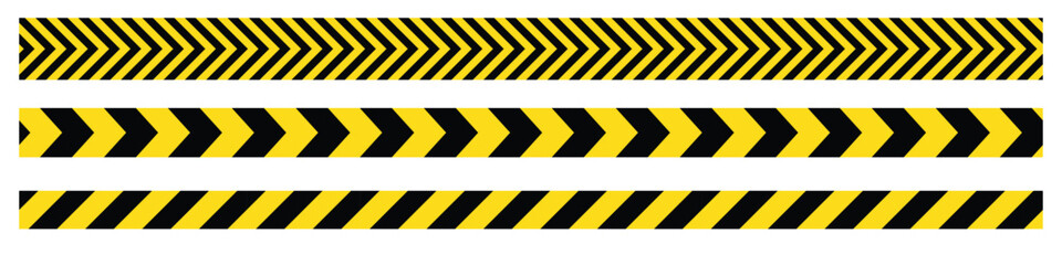 Versatile Yellow Black Warning Tape & Caution Striped Vector Collection: Seamless Hazard Safety Barriers for Construction, Crime Scenes & Restricted Areas