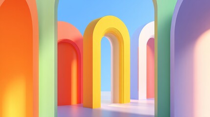 Colorful Abstract 3D Shapes with Smooth Gradients