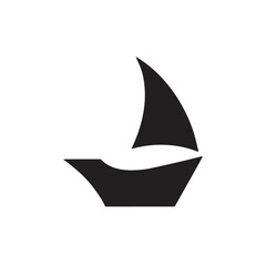 Boat Icon Symbol Black and White Illustration Nautical Ship Sail Marine Ocean Travel Vector