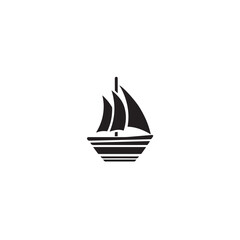 Boat Icon Symbol Black and White Illustration Nautical Ship Sail Marine Ocean Travel Vector