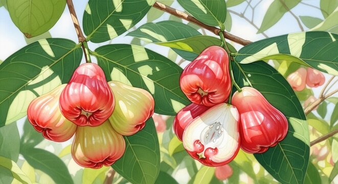 Captivating illustration of Rose Apples showcasing their vibrant colors and fresh appearance