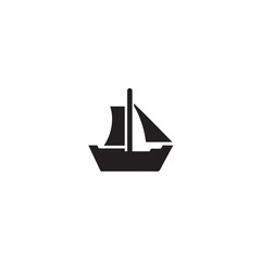 Boat Icon Symbol Black and White Illustration Nautical Ship Sail Marine Ocean Travel Vector