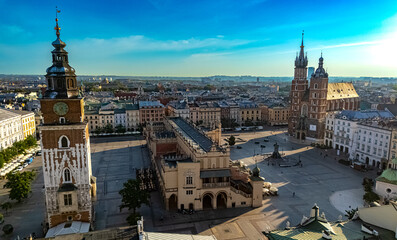 Fototapeta premium The Main Market Square of the Old Town of Krakow, Poland