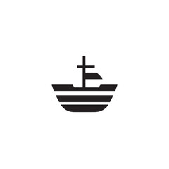 Boat Icon Symbol Black and White Illustration Nautical Ship Sail Marine Ocean Travel Vector