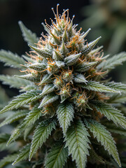 cannabis flower marijuana bud with trichomes
