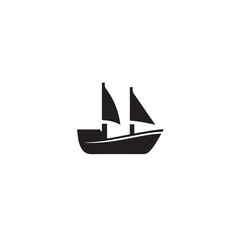 Boat Icon Symbol Black and White Illustration Nautical Ship Sail Marine Ocean Travel Vector
