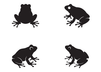 frog silhouette vector logo icon illustration design, frog logo icon silhouette, black silhouette of a frog, tree frog silhouette vector isolated on white background
