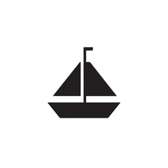 Boat Icon Symbol Black and White Illustration Nautical Ship Sail Marine Ocean Travel Vector