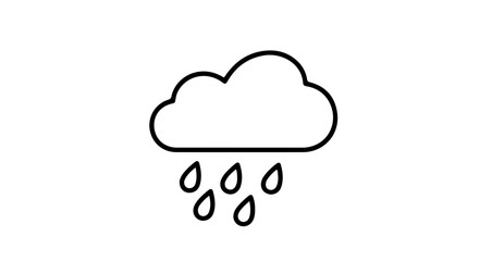 Obraz premium Simple Line Art Illustration of a Cloud with Raindrops Weather Icon