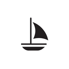 Boat Icon Symbol Black and White Illustration Nautical Ship Sail Marine Ocean Travel Vector