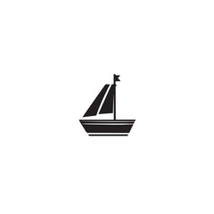Boat Icon Symbol Black and White Illustration Nautical Ship Sail Marine Ocean Travel Vector