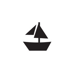 Boat Icon Symbol Black and White Illustration Nautical Ship Sail Marine Ocean Travel Vector