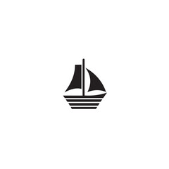 Boat Icon Symbol Black and White Illustration Nautical Ship Sail Marine Ocean Travel Vector