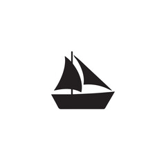 Boat Icon Symbol Black and White Illustration Nautical Ship Sail Marine Ocean Travel Vector