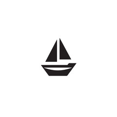 Boat Icon Symbol Black and White Illustration Nautical Ship Sail Marine Ocean Travel Vector