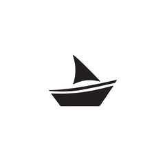 Boat Icon Symbol Black and White Illustration Nautical Ship Sail Marine Ocean Travel Vector