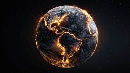 Burning Earth, fiery globe
