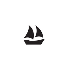 Boat Icon Symbol Black and White Illustration Nautical Ship Sail Marine Ocean Travel Vector