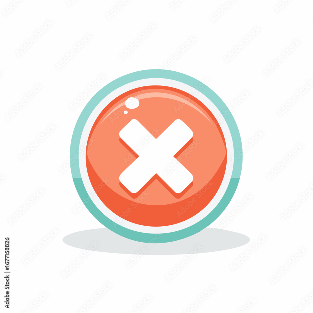 Poster illustration of a circular error symbol with an orange and teal color scheme.