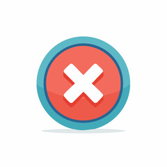 Fototapeta premium Red circular button with white cross mark symbol for rejection or error