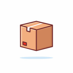 Cartoon Cardboard Box with Tape, Isometric Delivery Package Illustration