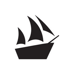 Boat Icon Symbol Black and White Illustration Nautical Ship Sail Marine Ocean Travel Vector