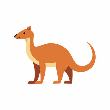 Cute prehistoric mammal with a long tail standing in profile, flat vector icon illustration
