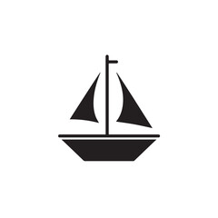 Boat Icon Symbol Black and White Illustration Nautical Ship Sail Marine Ocean Travel Vector