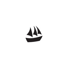 Boat Icon Symbol Black and White Illustration Nautical Ship Sail Marine Ocean Travel Vector
