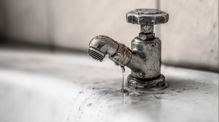 Worn-out faucet valve leaking water pooling on porcelain sink highlighting critical plumbing repair necessity