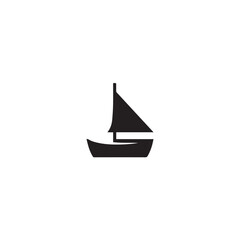 Boat Icon Symbol Black and White Illustration Nautical Ship Sail Marine Ocean Travel Vector