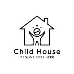 Kids house logo template design