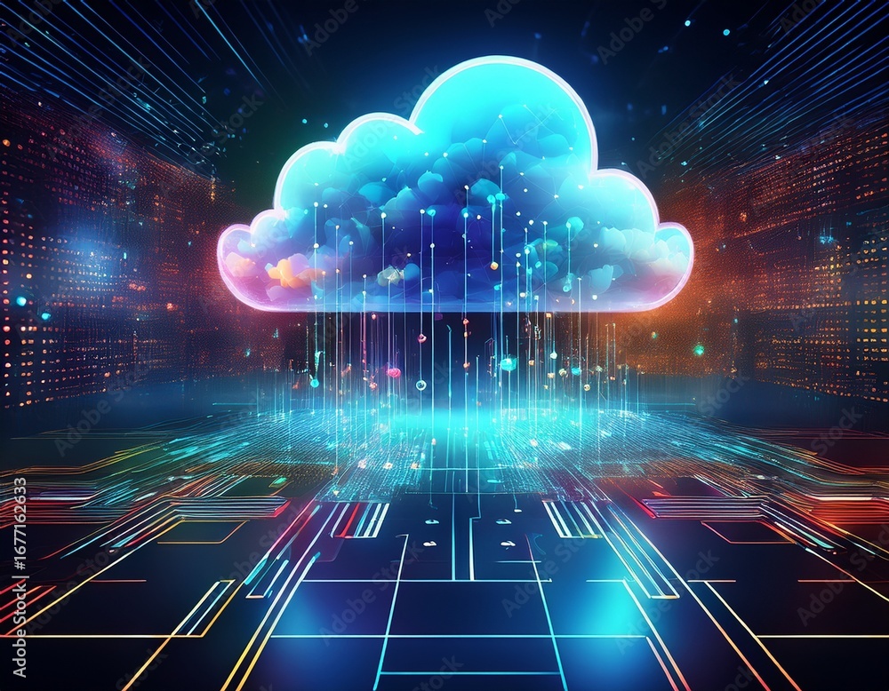 Poster cloud computing streamlining business operations with integrated data solutions