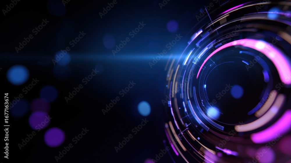 Aufkleber abstract digital background with circular patterns in blue and purple hues, creating futuristic and 