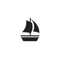 Boat Icon Symbol Black and White Illustration Nautical Ship Sail Marine Ocean Travel Vector