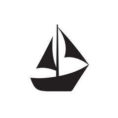 Boat Icon Symbol Black and White Illustration Nautical Ship Sail Marine Ocean Travel Vector