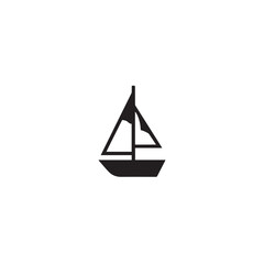 Boat Icon Symbol Black and White Illustration Nautical Ship Sail Marine Ocean Travel Vector