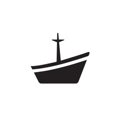 Boat Icon Symbol Black and White Illustration Nautical Ship Sail Marine Ocean Travel Vector