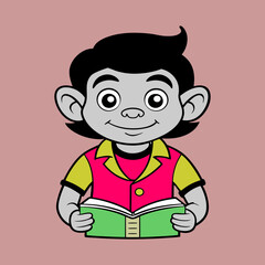 little boy reading a book.