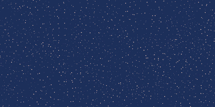 Dark blue background with small white dots resembling stars in the night sky. Minimal seamless pattern. Space and astronomy concept. Vector illustration.