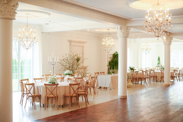 Elegant Wedding Reception Hall with Chandeliers