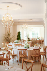 Elegant Wedding Reception Venue with Chandeliers