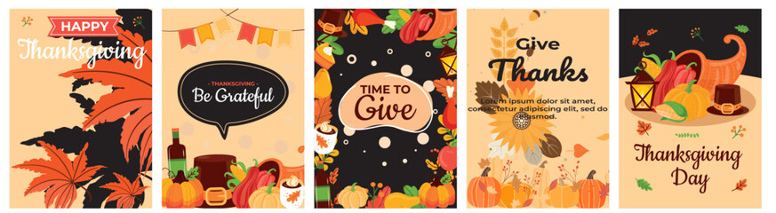 autumn festival thanksgiving poster vector illustration