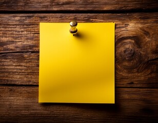 yellow note on rustic wood blank space for message textured background ideal for memo or reminder