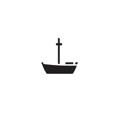 Boat Icon Symbol Black and White Illustration Nautical Ship Sail Marine Ocean Travel Vector