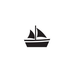Boat Icon Symbol Black and White Illustration Nautical Ship Sail Marine Ocean Travel Vector