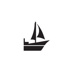 Boat Icon Symbol Black and White Illustration Nautical Ship Sail Marine Ocean Travel Vector