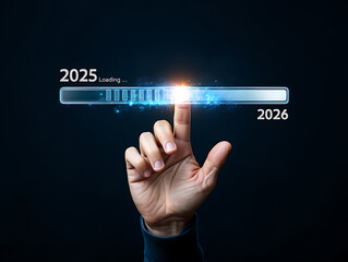 Accelerate into 2026 with digital speed and innovation using this futuristic progress bar, showing advancement, growth, and technology upgrades now