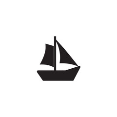 Boat Icon Symbol Black and White Illustration Nautical Ship Sail Marine Ocean Travel Vector