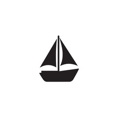 Boat Icon Symbol Black and White Illustration Nautical Ship Sail Marine Ocean Travel Vector